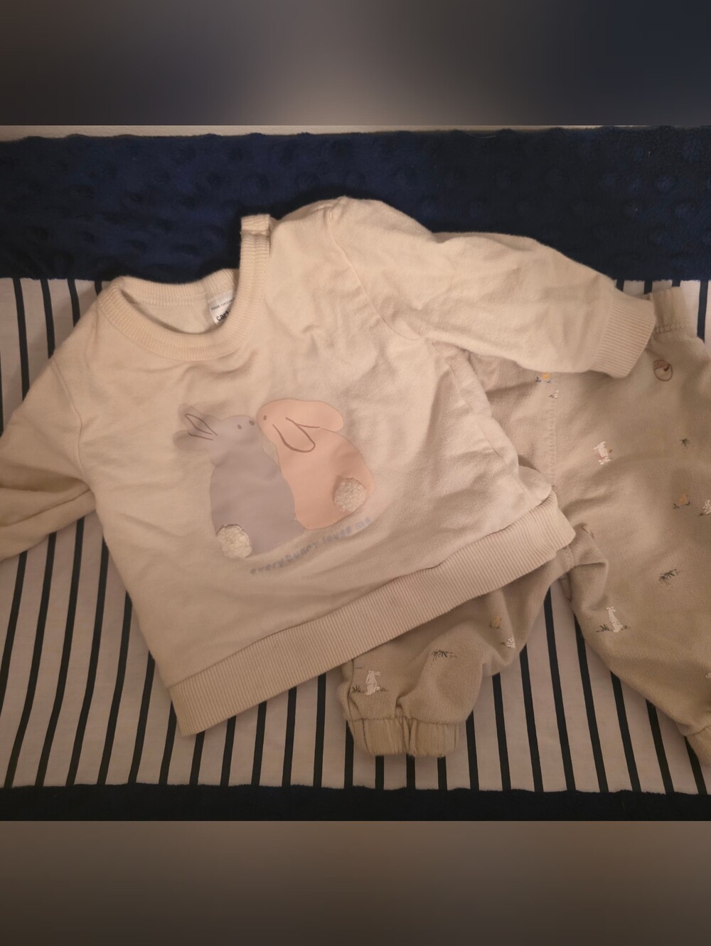 Beige Baby Bunny Sweatshirt and Pants Set